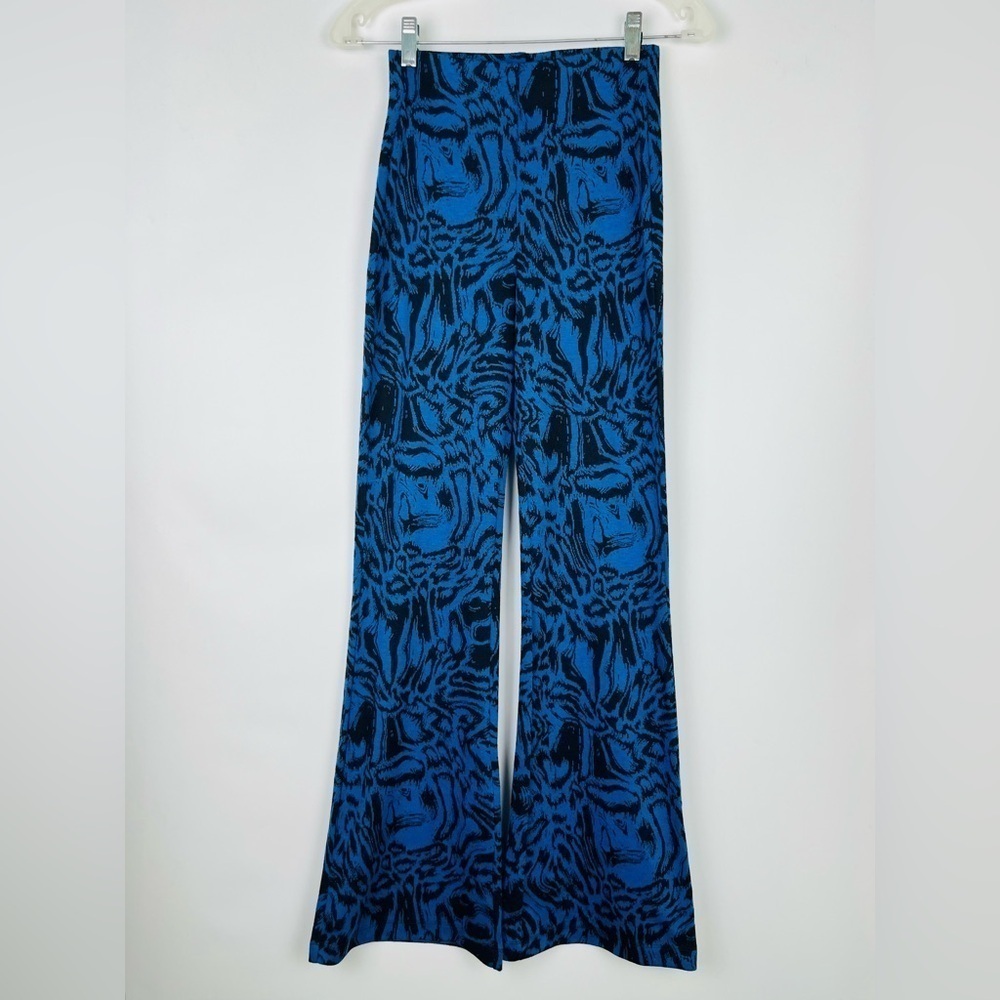 Urban Outfitters Bryn Pull On Flare Pants Blue And Black Swirl Print - Picture 4 of 7
